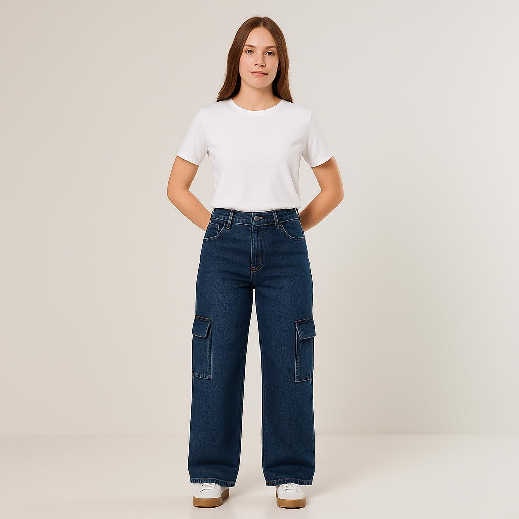 Calça Jeans Feminina Wide Leg